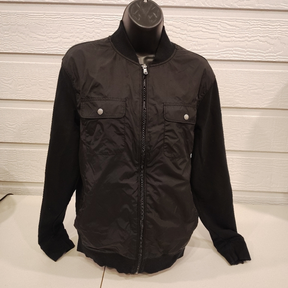 Michael Kors Sweatshirt Zipped Jacket Women's Medium Black 2 Upper Patch Pockets